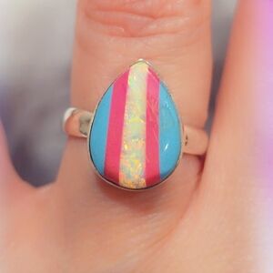 Opal Sterling Gemstone Ring